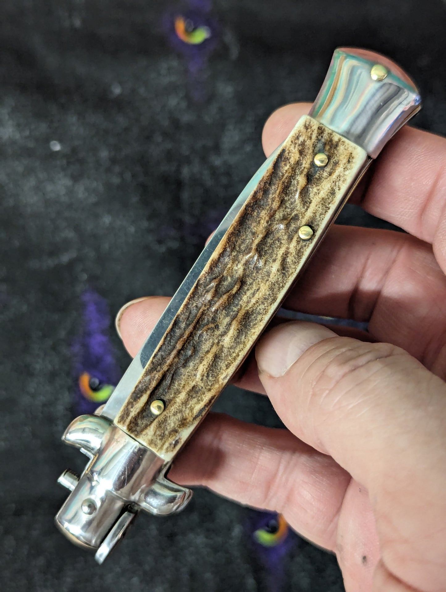 8" OL Stag Horn Flat Grind Handmade Italian Stiletto #3