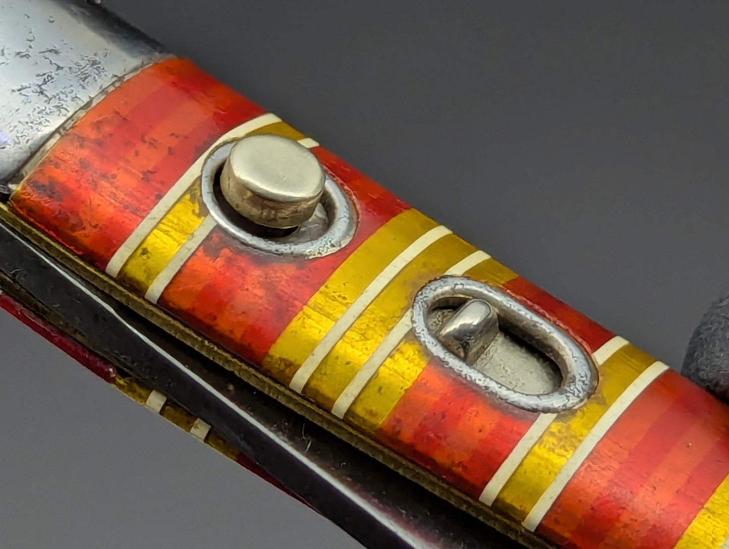 ANTIQUE HAMMER BRAND CANDY STRIPE TOOTHPICK SWITCHBLADE KNIFE