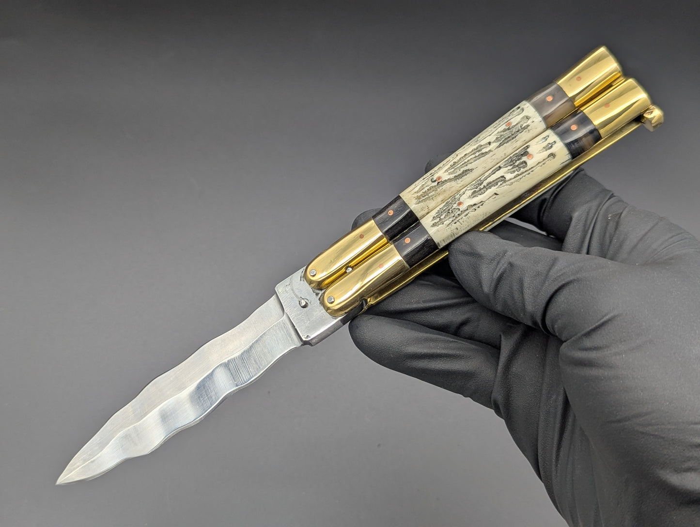 23cm TRIPLE HORN KRIS BLADE PHILIPPINES HANDMADE BALISONG BRASS