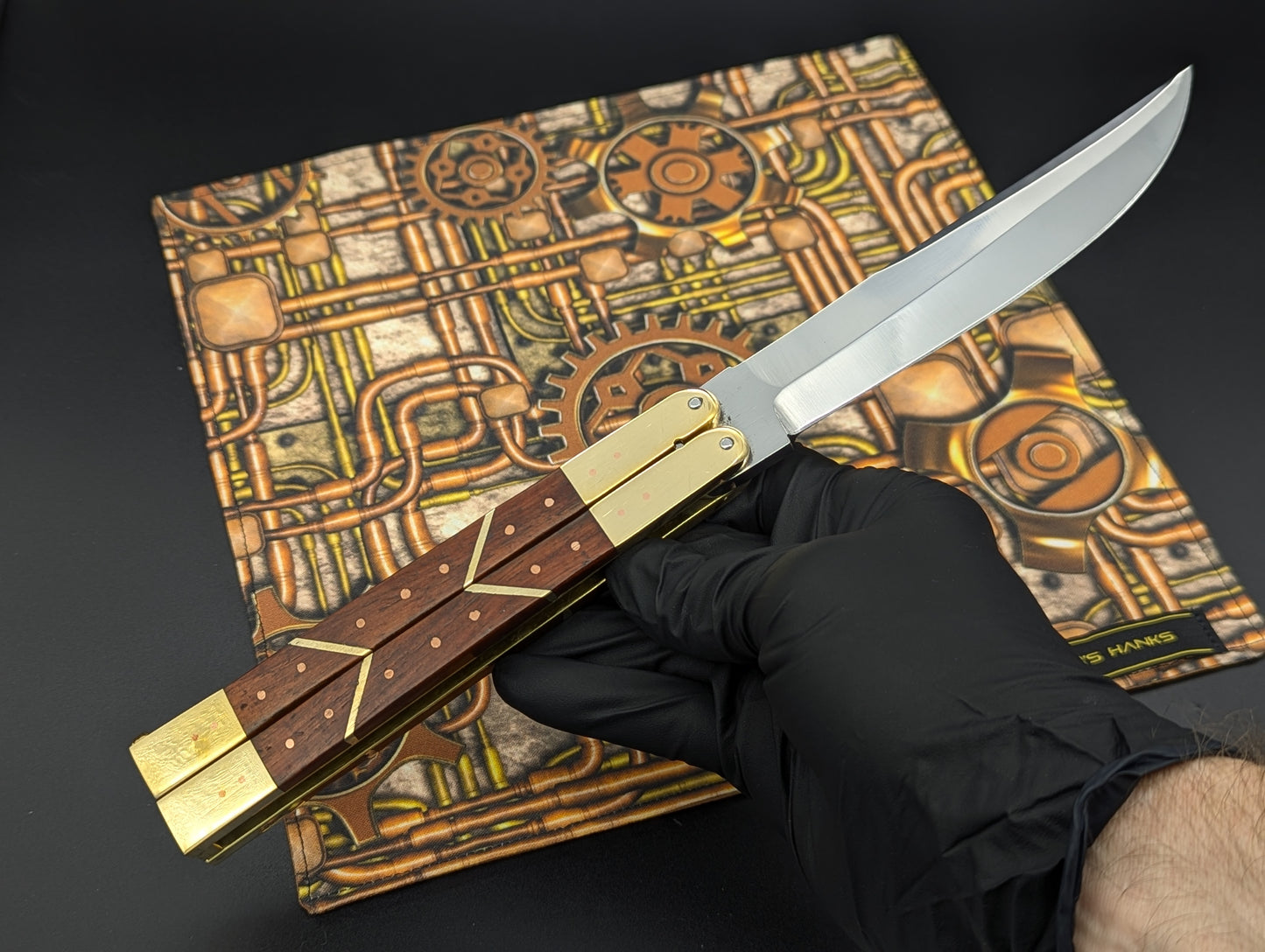 11" ABEST PHILIPPINES HANDMADE BALISONG RED WOOD SQUARED BRASS