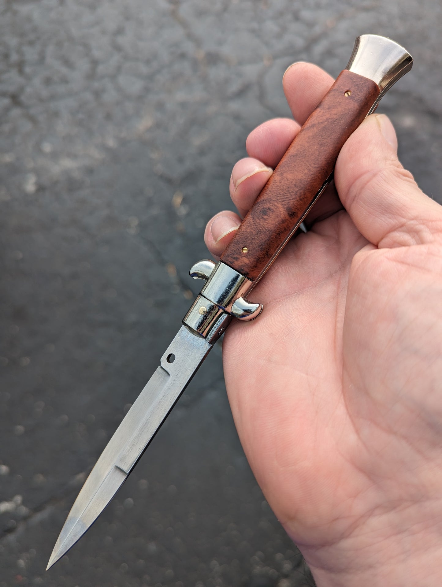 9" Frank Beltrame Faux Briarwood Italian Stiletto Bayonet