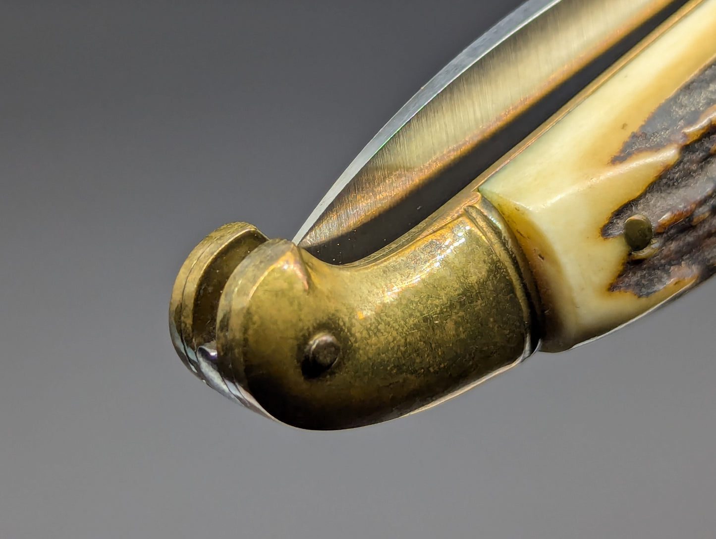 VINTAGE ITALIAN STAG HORN BIRDS HEAD AUTOMATIC LEVERLOCK