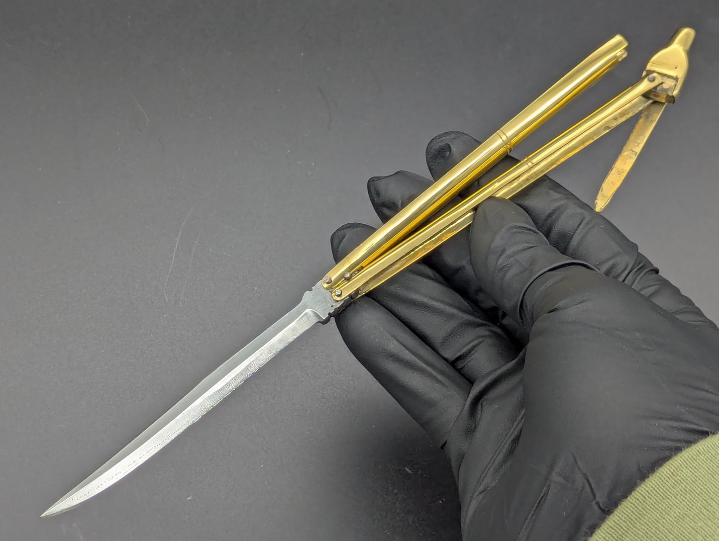 CLIP POINT FHM BRASS & STEEL BALISONG PEN KNIFE