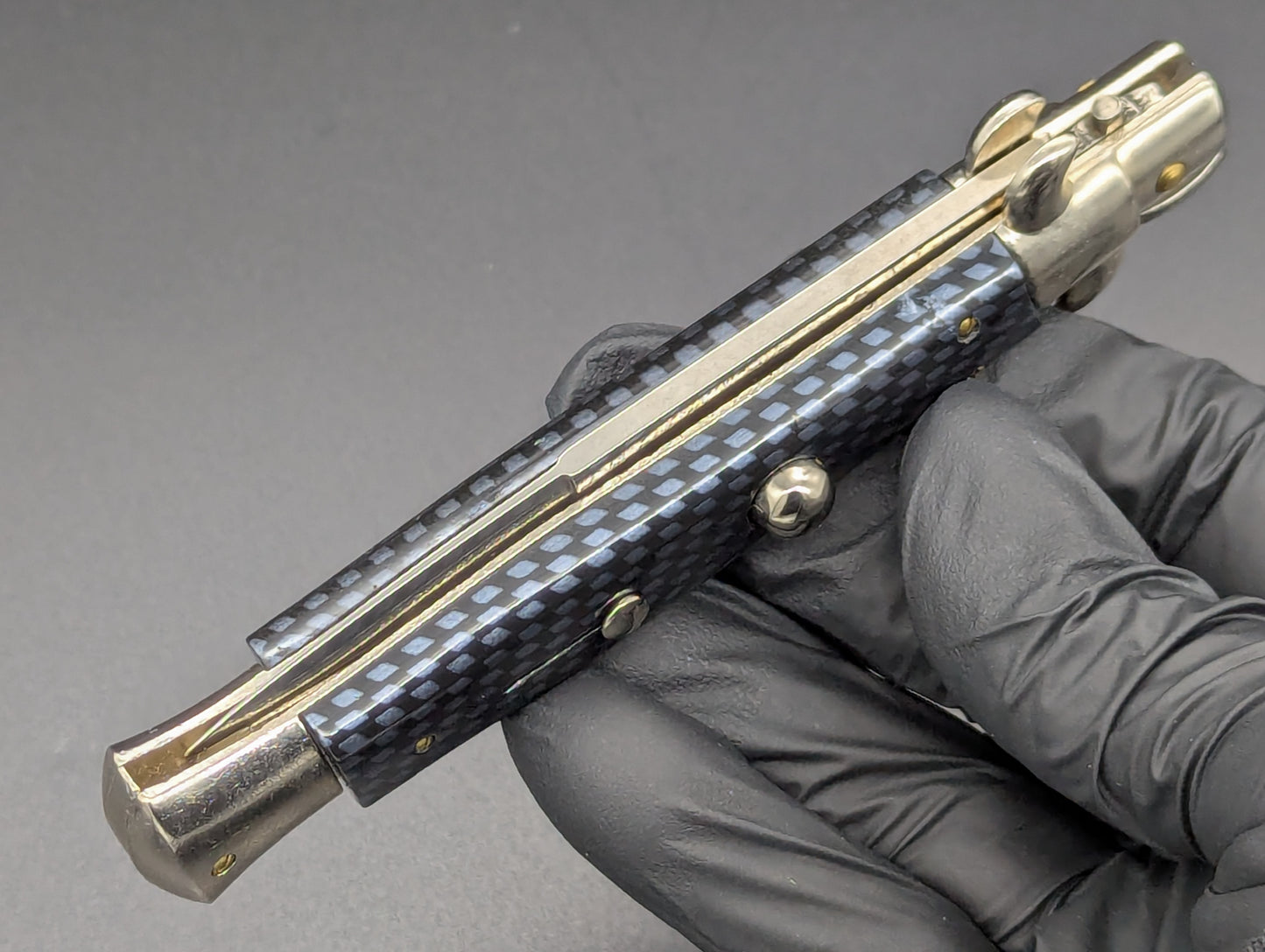 NOS 9" FRANK BELTRAME FAUX CARBON FIBER ITALIAN STILETTO