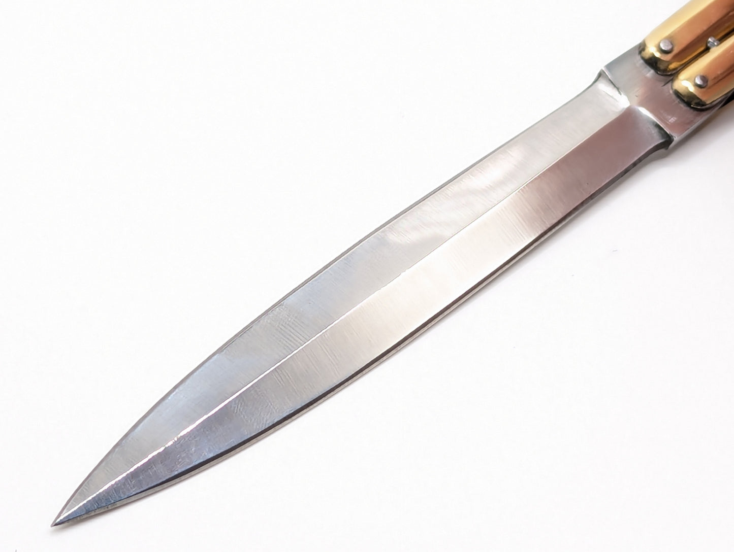 11" FHM Slim Narra Wood & Brass Balisong Dagger Point