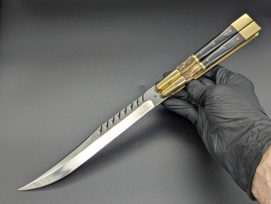 14.25" BUSISI XL BLADE FHM PHILIPPINES BALISONG DEER/ BUFF