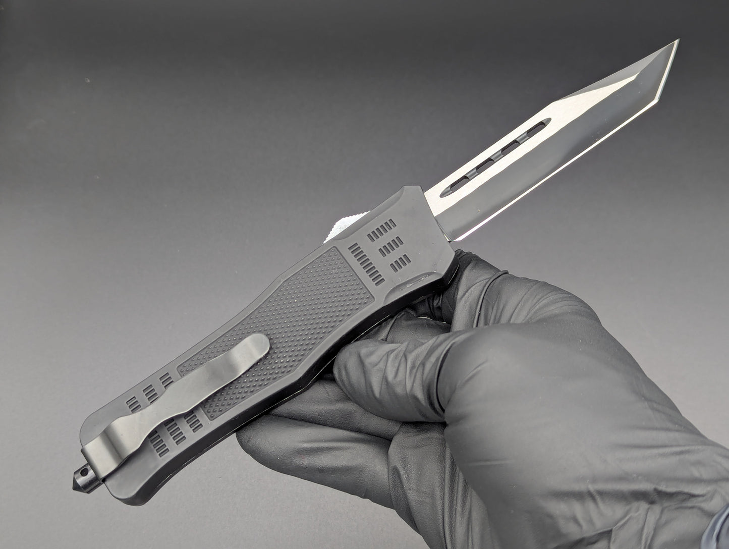 9" 2-Tone Black Tanto CQC OTF Automatic Knife