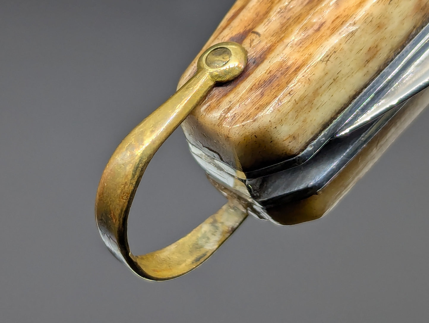 ANTIQUE FRENCH COFFIN SWITCHBLADE KNIFE BONE