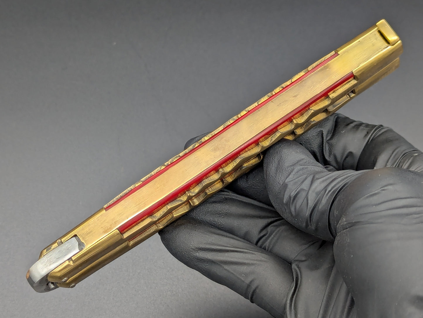 11" KALAPKUP BRASS/ RED RAMBO BOTTLE OPENER FHM BALISONG