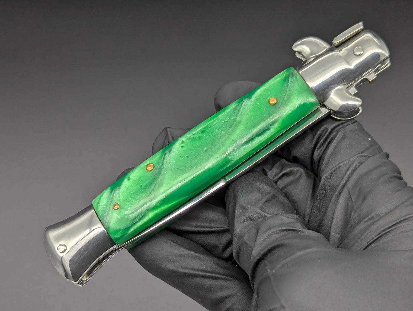 9" GREEN PEARL BAYO BLADE ITALIAN STYLE STILETTO