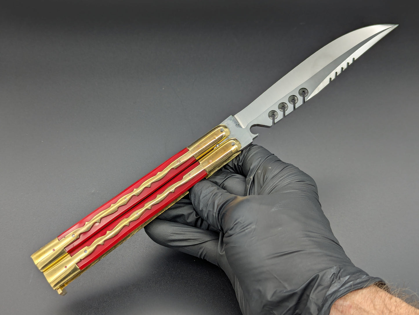 11" KALAPKUP BRASS/ RED RAMBO BOTTLE OPENER FHM BALISONG