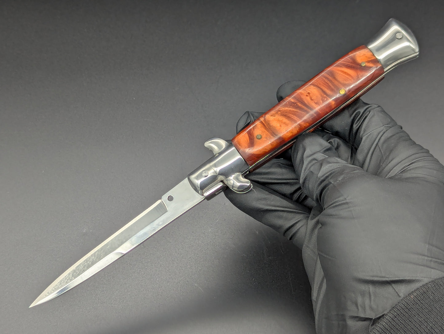 9" ORANGE PEARL BAYO BLADE ITALIAN STYLE STILETTO