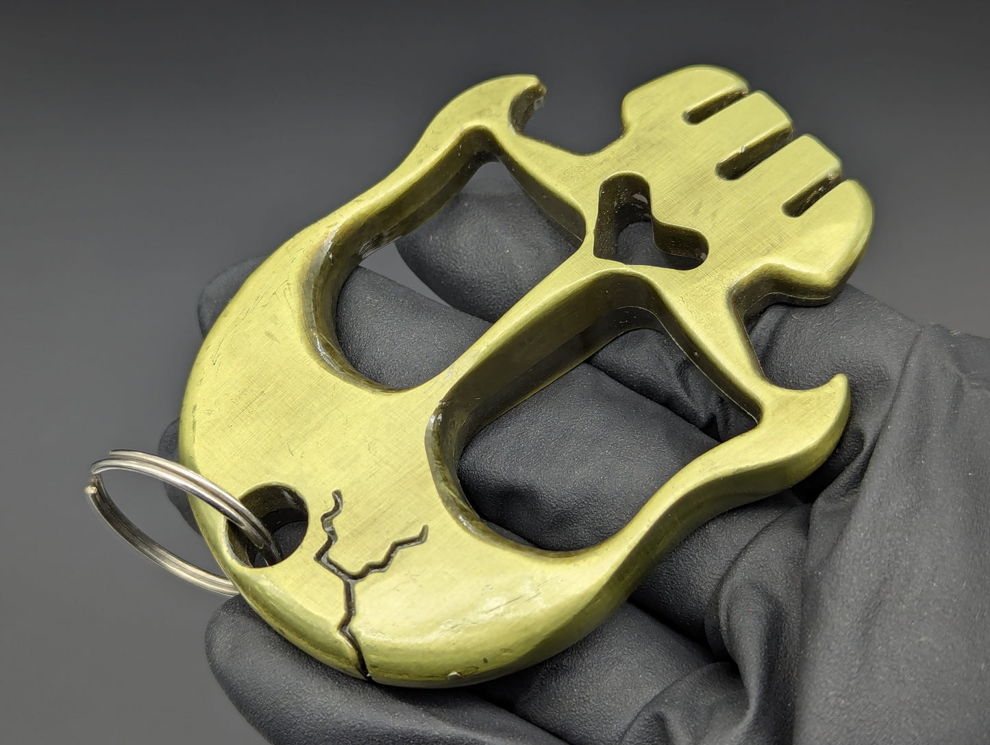 5.5 oz 2FK BRASS ALLOY SKULL BOTTLE OPENER KEYRING