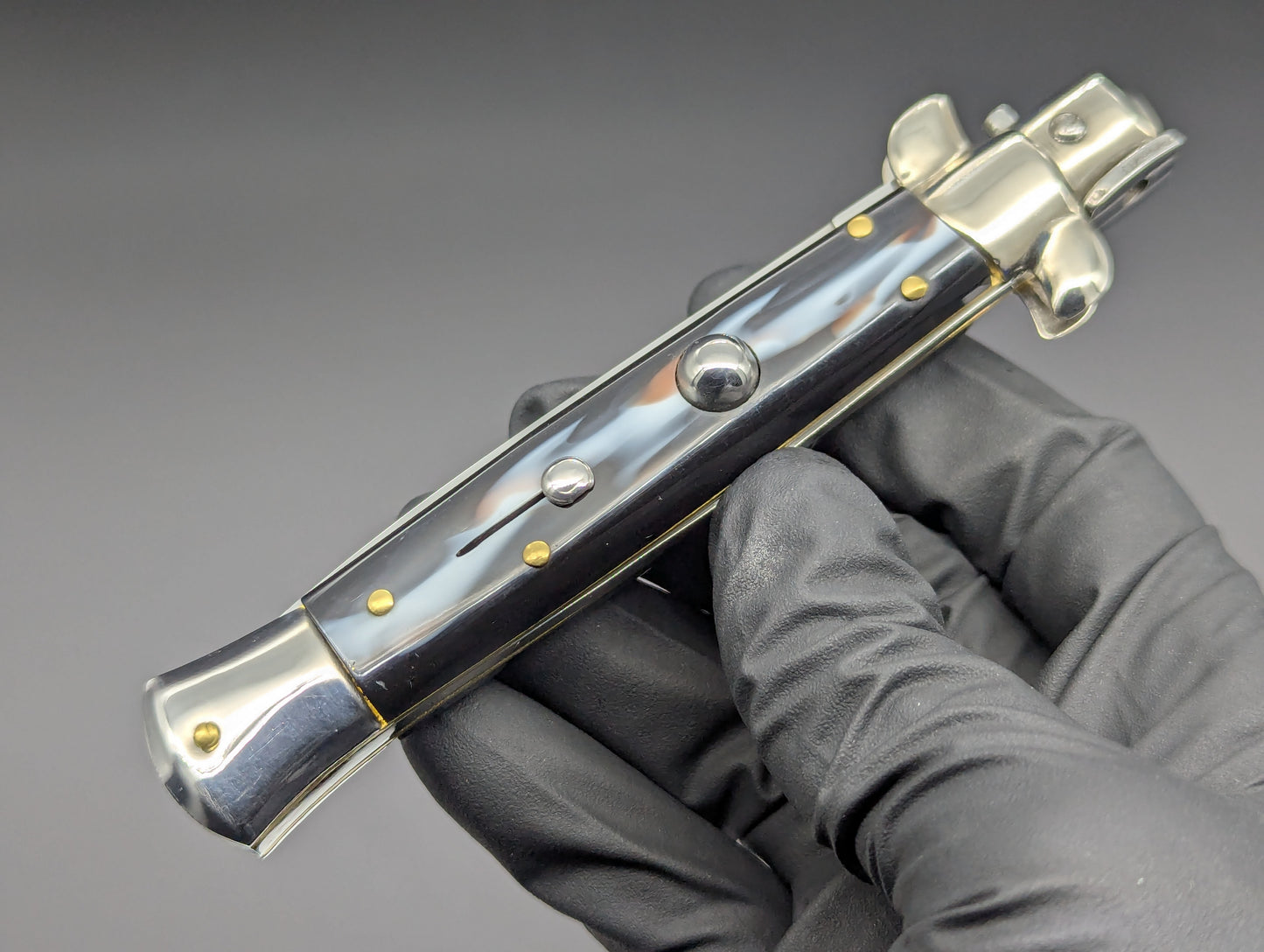 VINTAGE NOS 9" AB ITALY ARMANDO BELTRAME FAUX FLAMED HORN DAGGER STILETTO