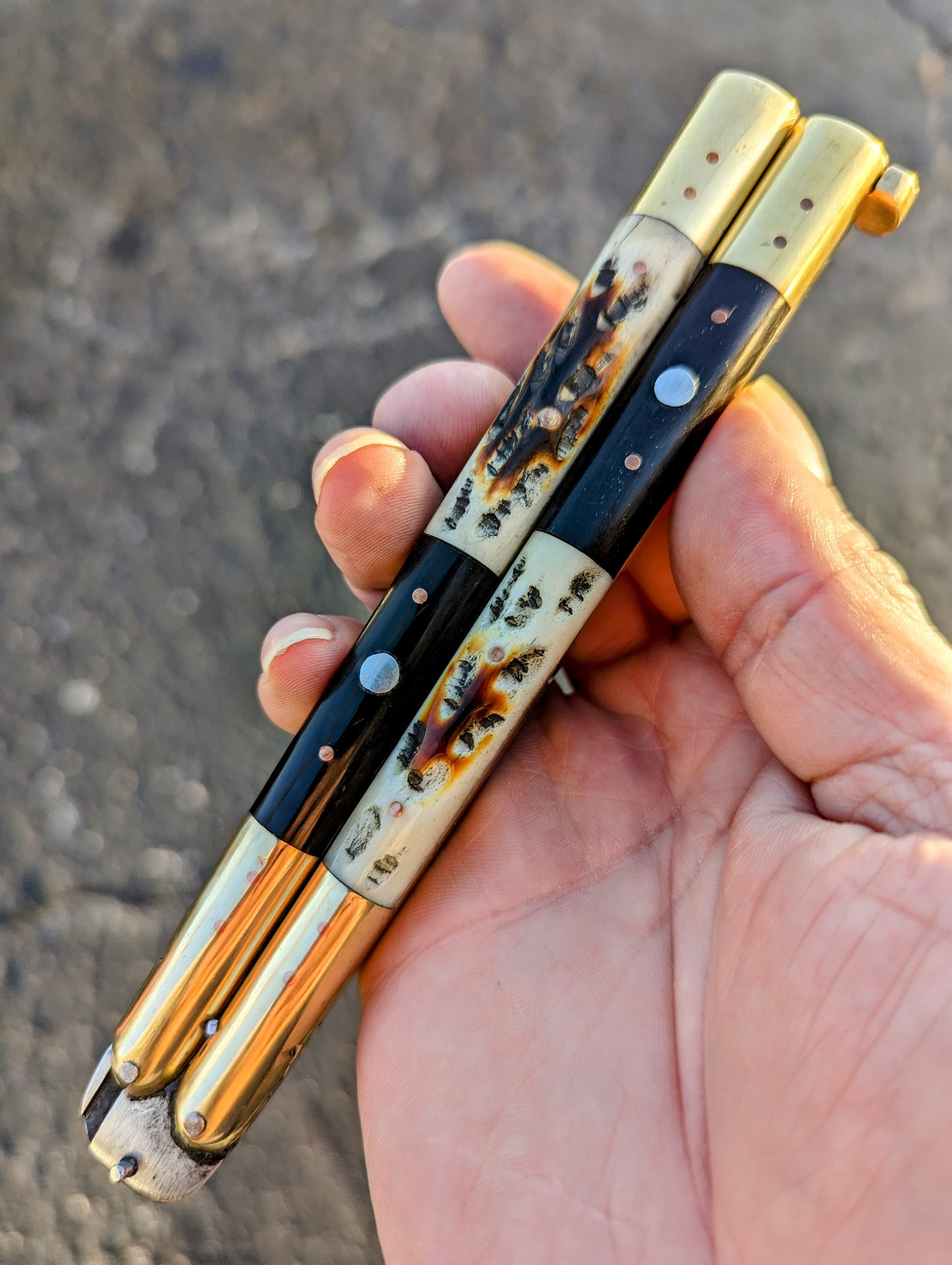 11" FHM Handmade Balisong Bone Clip Point