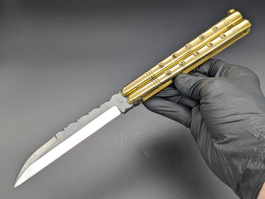 11" 380 GRAM HEAVYWEIGHT FHM BALISONG BRASS/ WHARNCLIFF