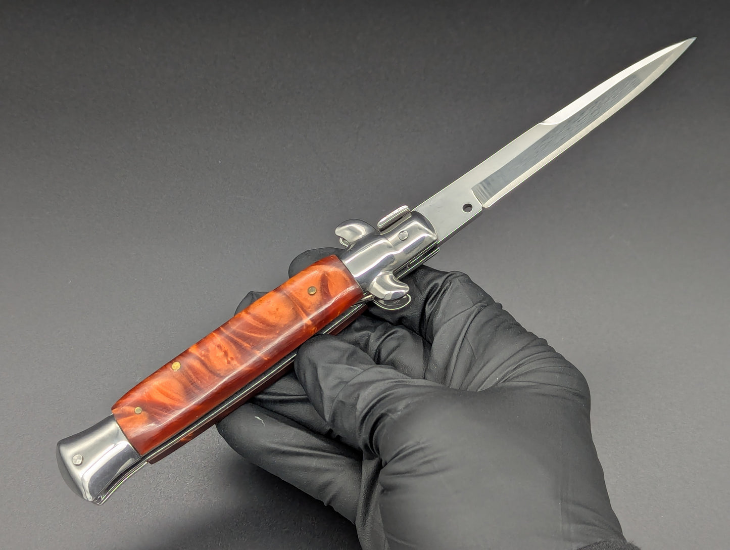 9" ORANGE PEARL BAYO BLADE ITALIAN STYLE STILETTO