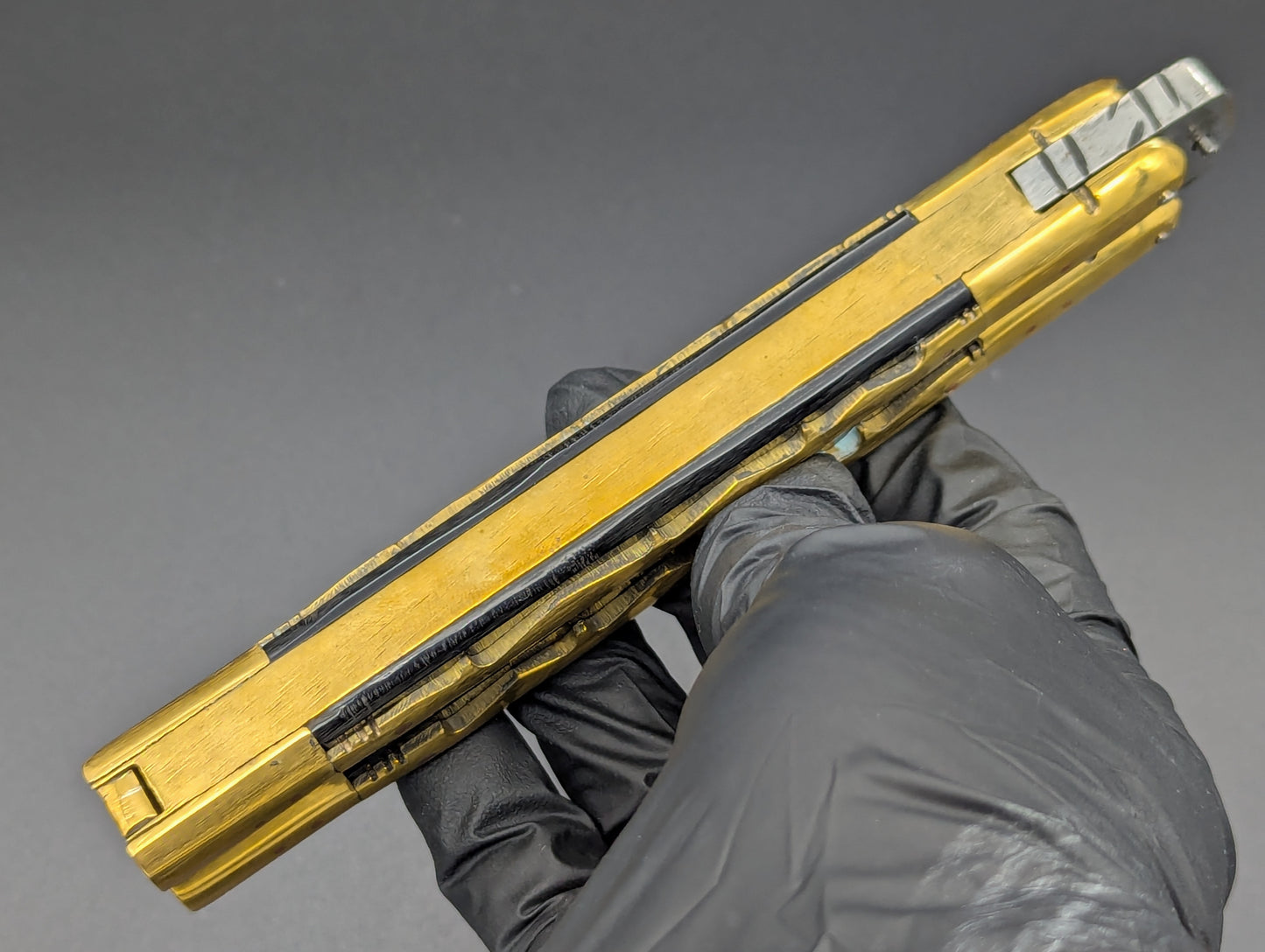 11" FILIPINO KALUPKOP BRASS/ BK COMPOSITE KRIS BALISONG