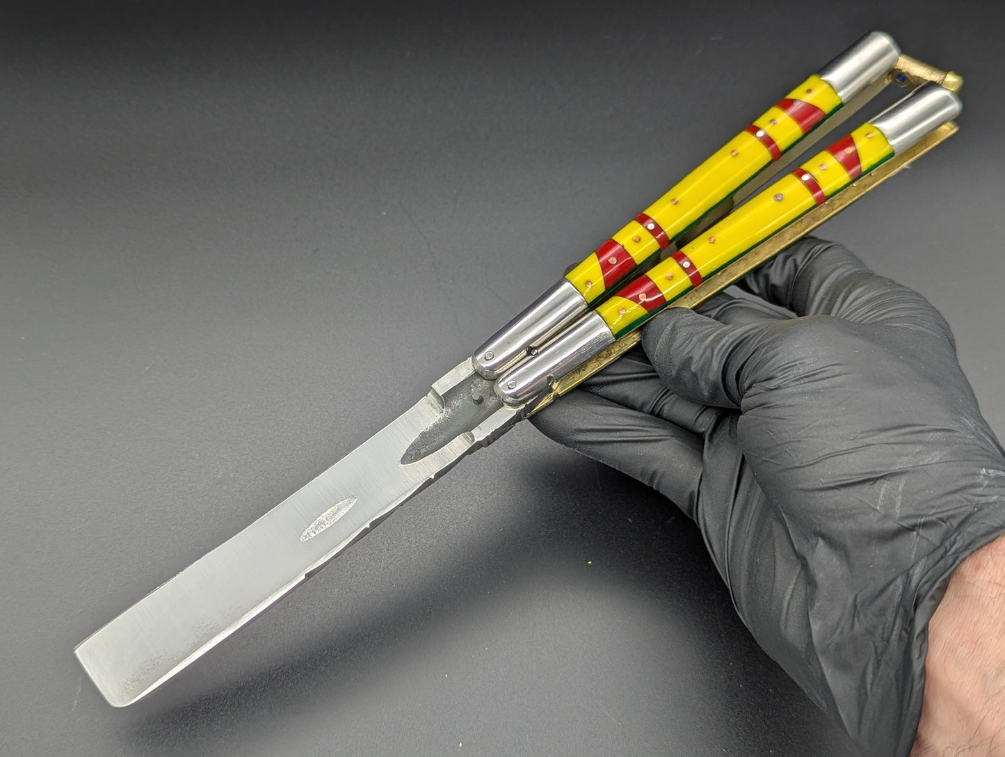 29cm 256g FIESTA STRAIGHT RAZOR FHM BALISONG YELLOW/ RED