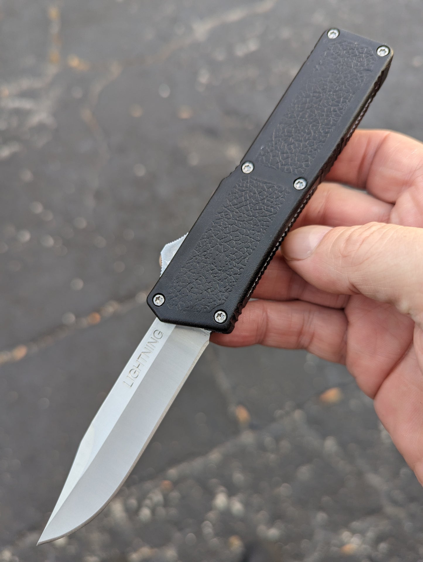 Black Lightning OTF Knife Stainless Clip Point