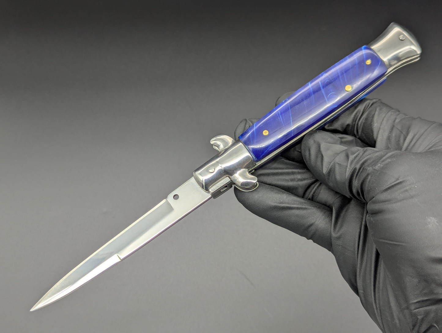 9" BLUE PEARL BAYO BLADE ITALIAN STYLE STILETTO