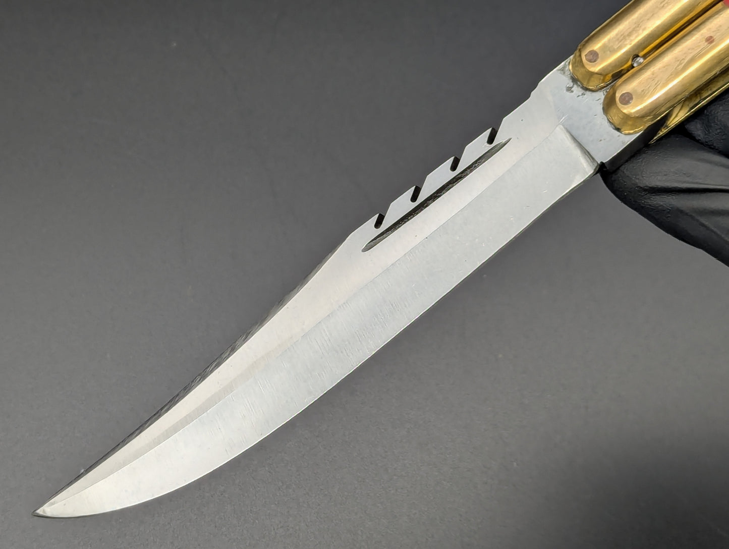 11" KALAPKUP BRASS/ RED BLOOD CLIP POINT FHM BALISONG