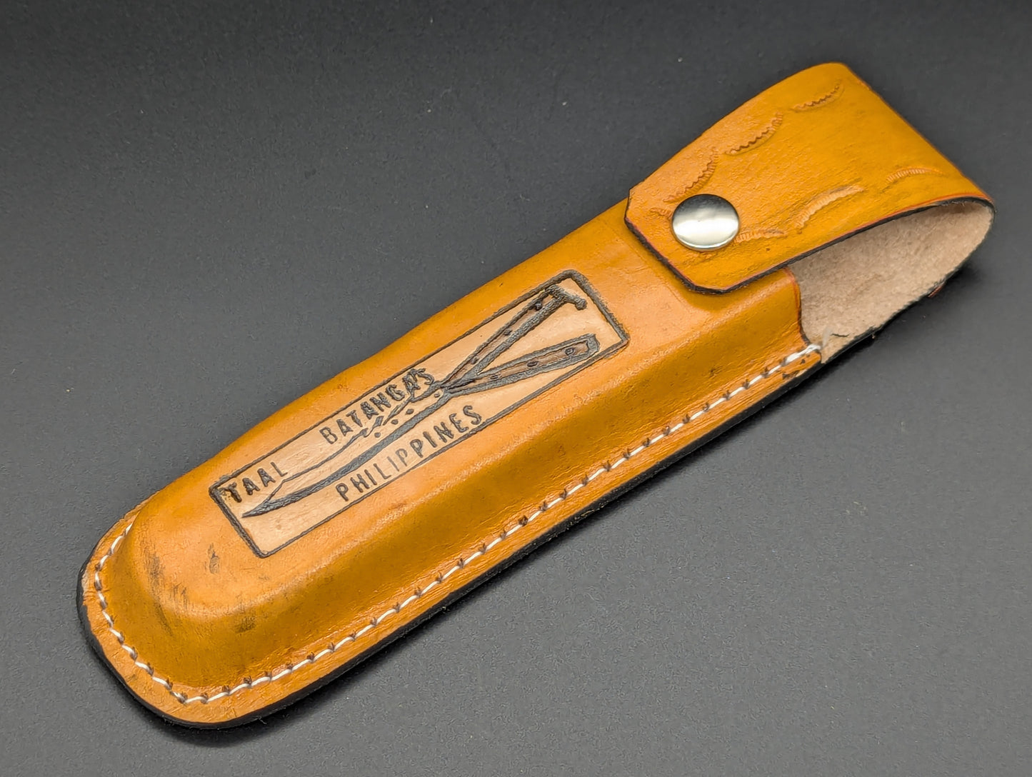 11" JIGGED COWBONE BRASS FHM BALISONG BLOOD CLIP