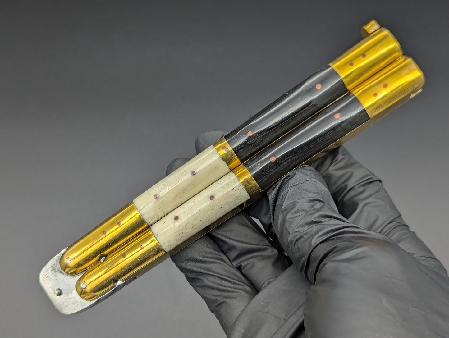 11" FHM BONE / BUFFALO HORN & BRASS BALISONG KRIS BLADE