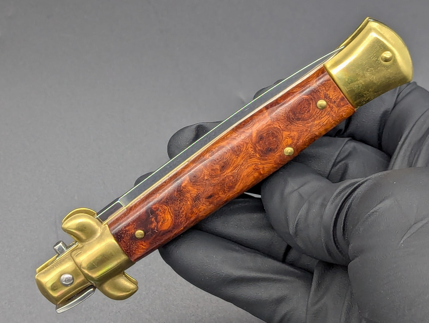 NOS 9" AB ITALY ARMANDO BELTRAME BRIARWOOD & BRASS ITALIAN STILETTO