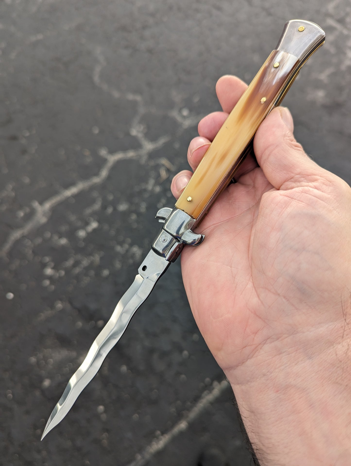 11" FRANK BELTRAME HONEY HORN KRIS BLADE ITALIAN STILETTO #1