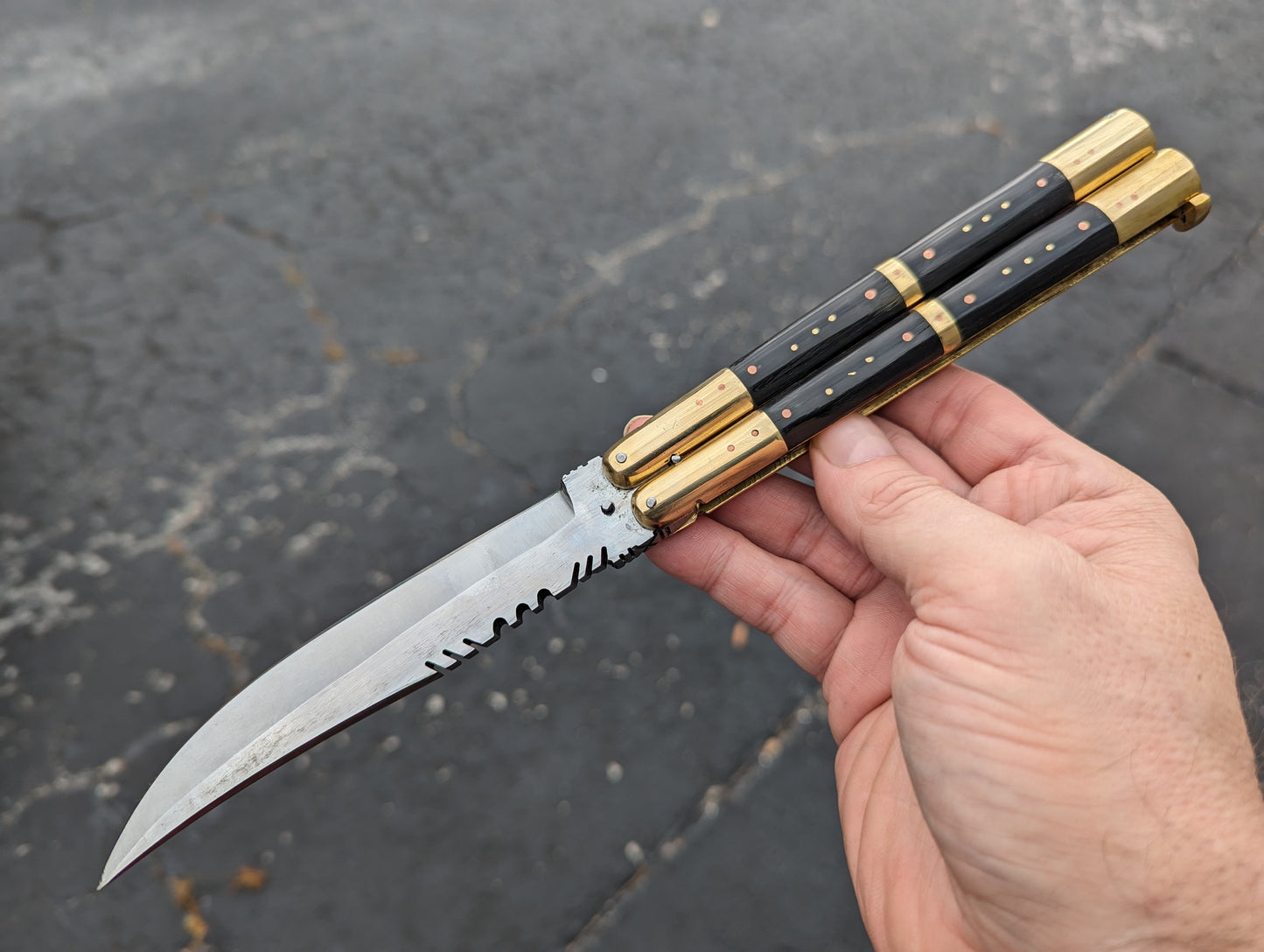 29 CM FHM DOUBLE BLACK HORN BALISONG CLIP POINT