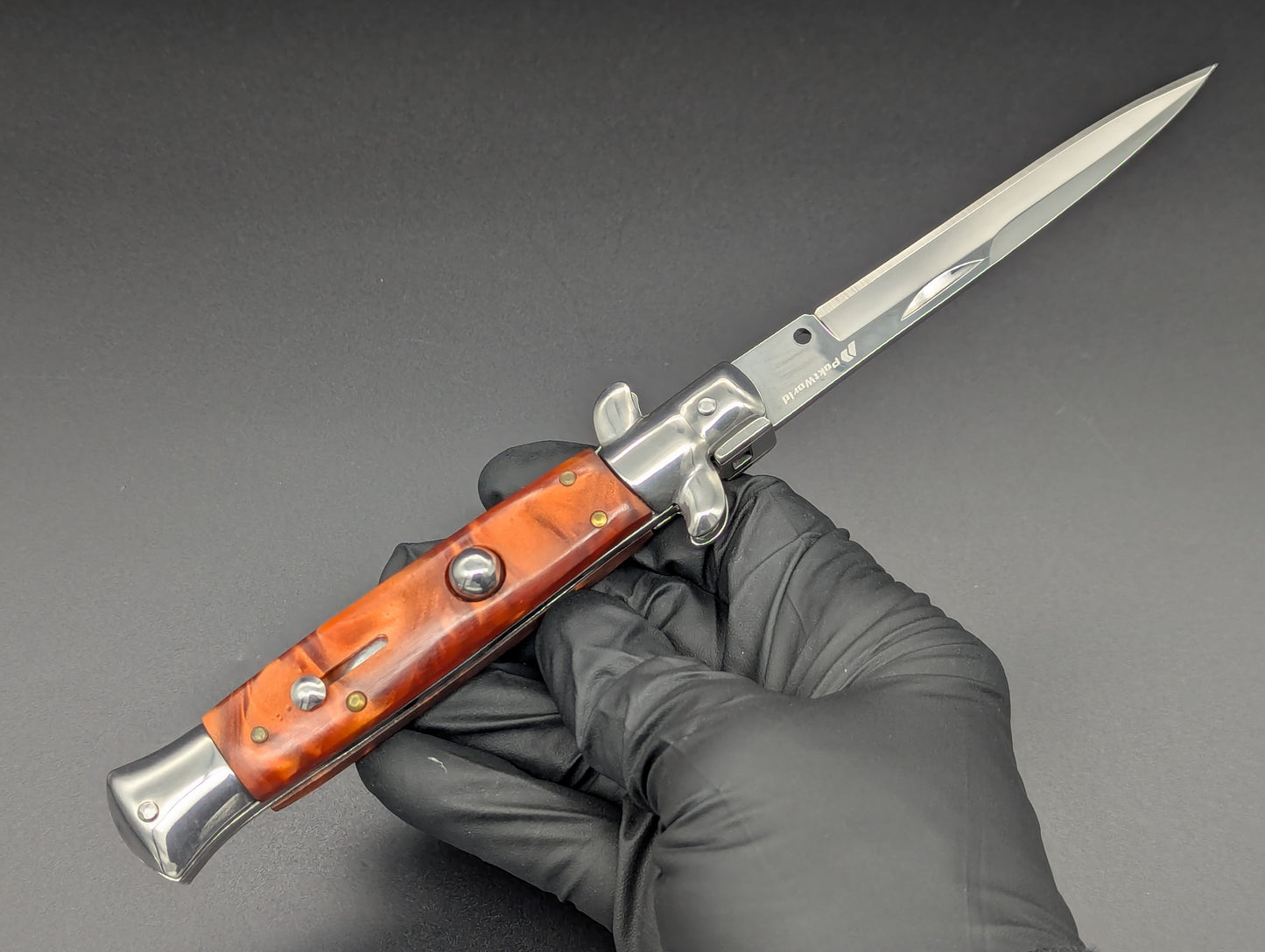 9" ORANGE PEARL BAYO BLADE ITALIAN STYLE STILETTO