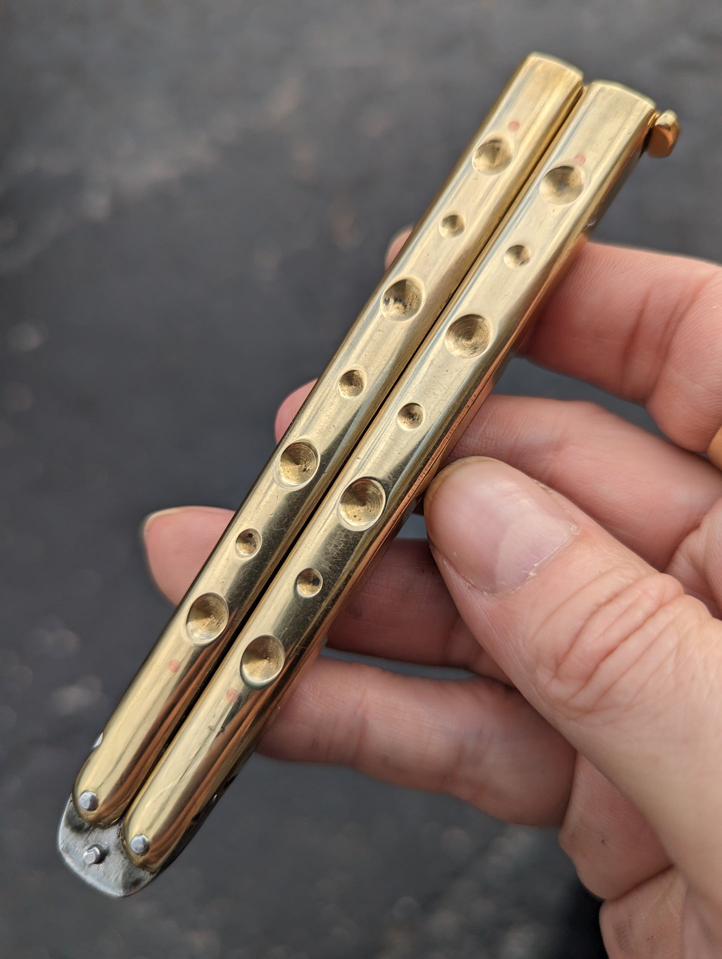 23cm/ 9" Solid Brass Milled FHM Balisong Knife Drop Point