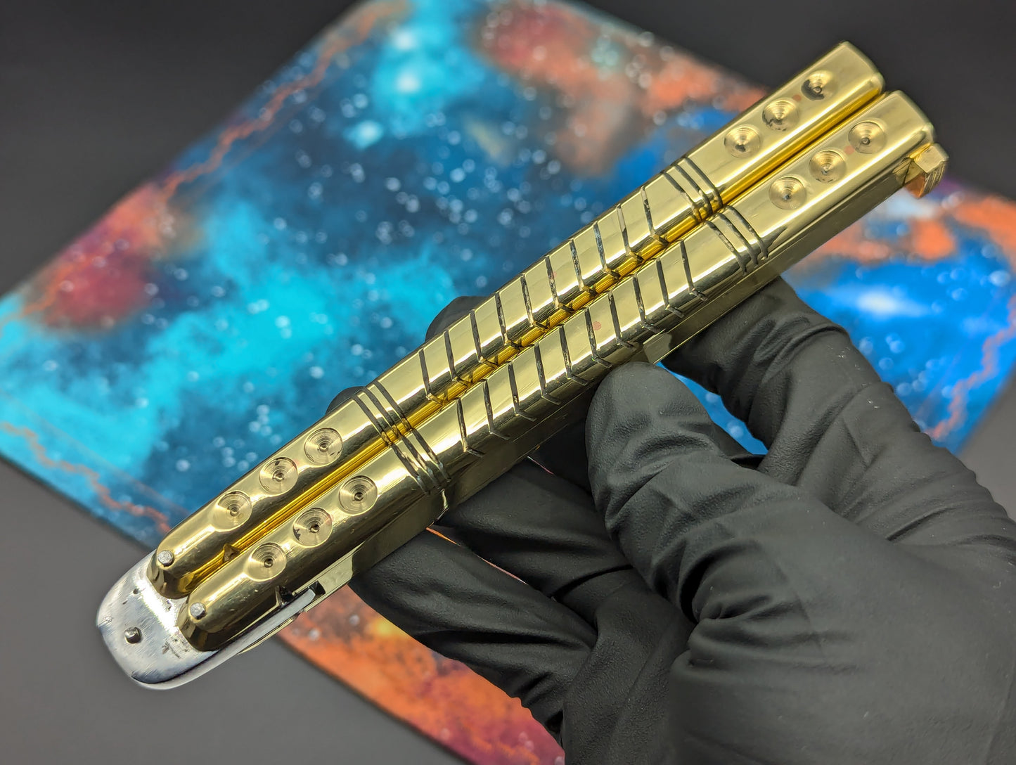 11" Classic Clip Point Blade Ultra Heavy Brass FHM Balisong