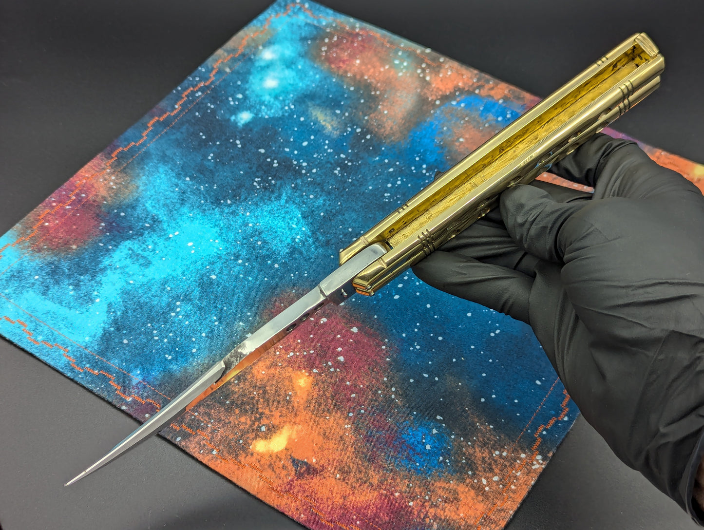 11" Gut Hook Clip Blade Ultra Heavy Brass FHM Balisong