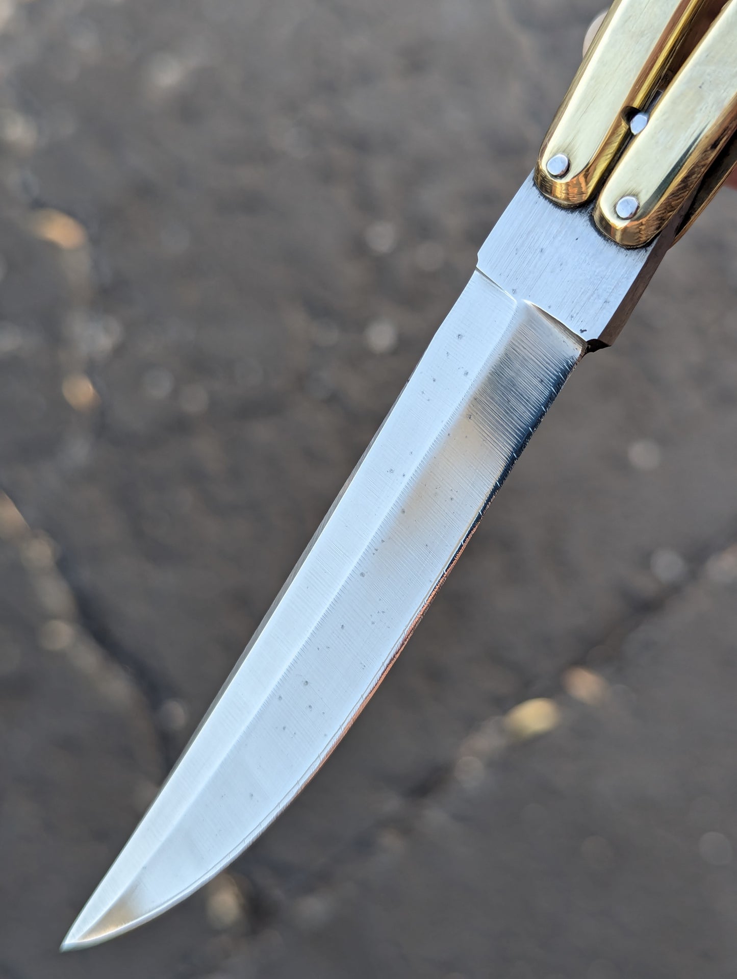 9" Solid Brass Milled FHM Balisong Knife Clip Point