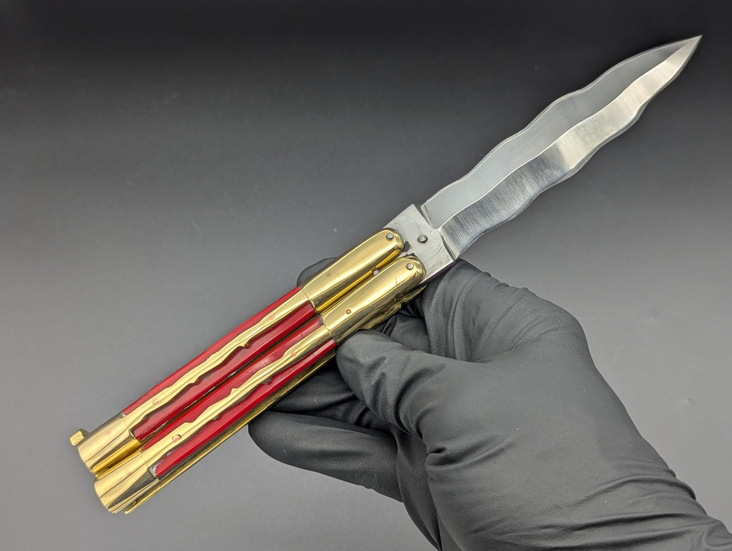 9" KRIS KALAPKUP RED FHM BALISONG KNIFE