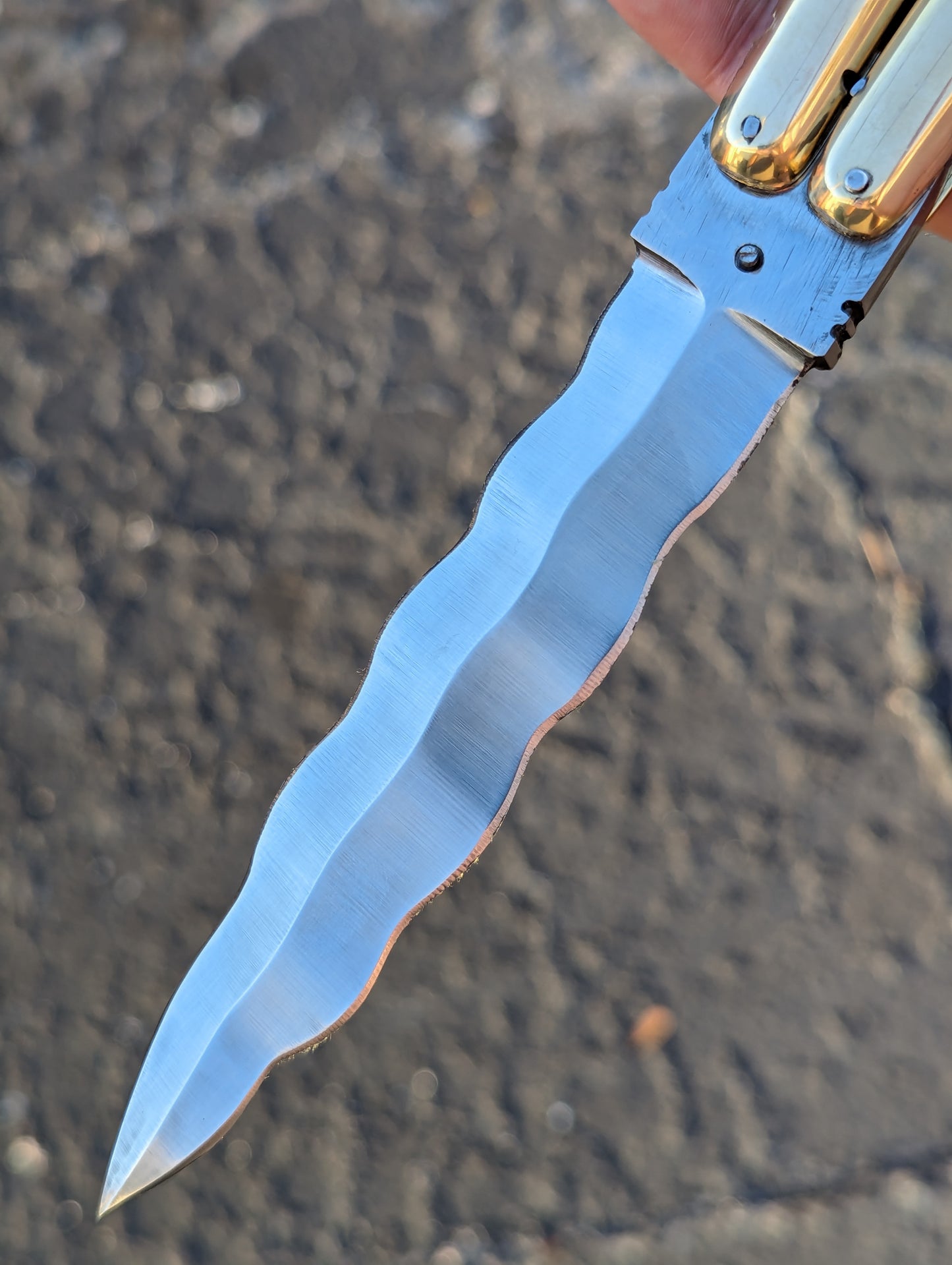 11" TRADITIONAL PHILIPPINES KALUPKOP BONE & BRASS BALISONG KRIS #2