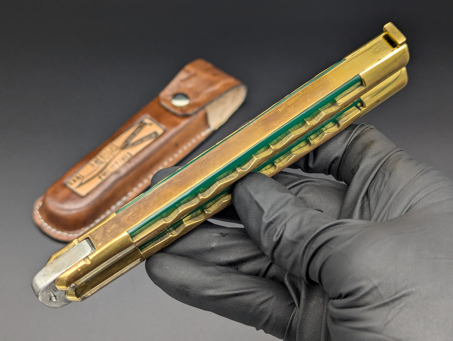 11" GREEN KALAPKOP GUT HOOK CLIP POINT FHM BALISONG