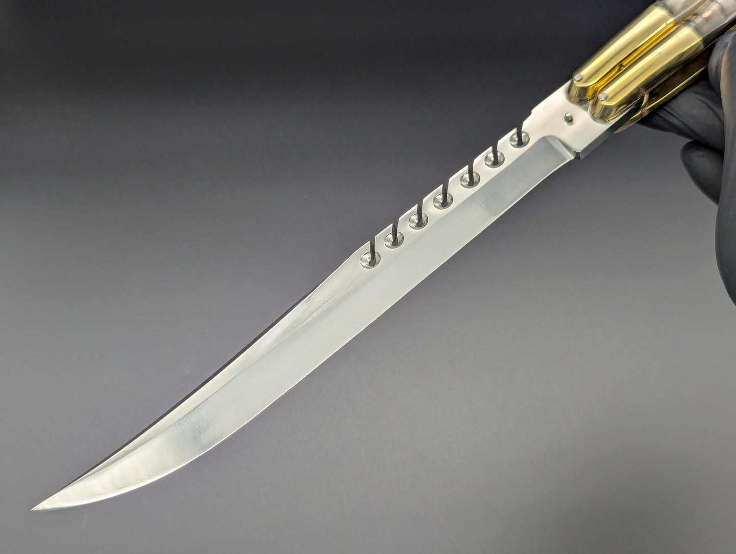 14.25" WOOD & HORN RAMBO BUSESE XL BLADE FHM BALISONG