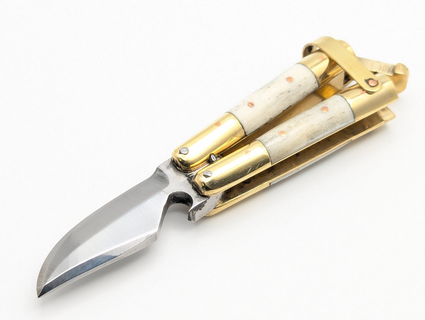 Minion II White Bone FHM Balisong Bottle Opener