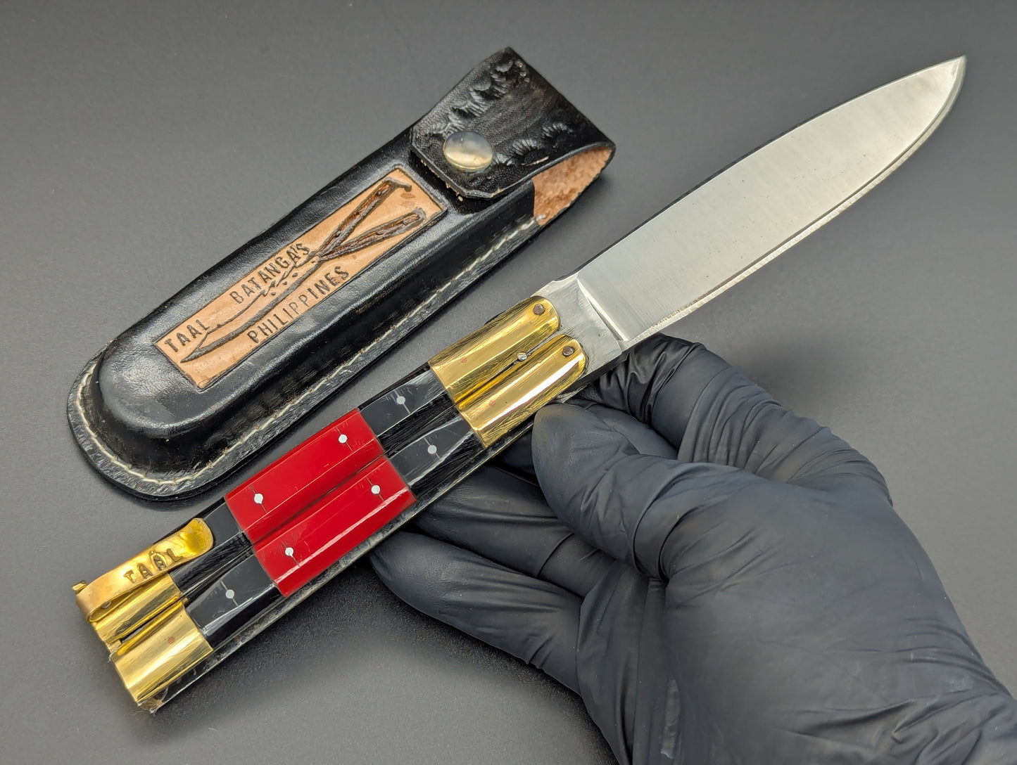 9" RED & BLACK FHM BALISONG w/ CLIP & SHEATH DROP POINT