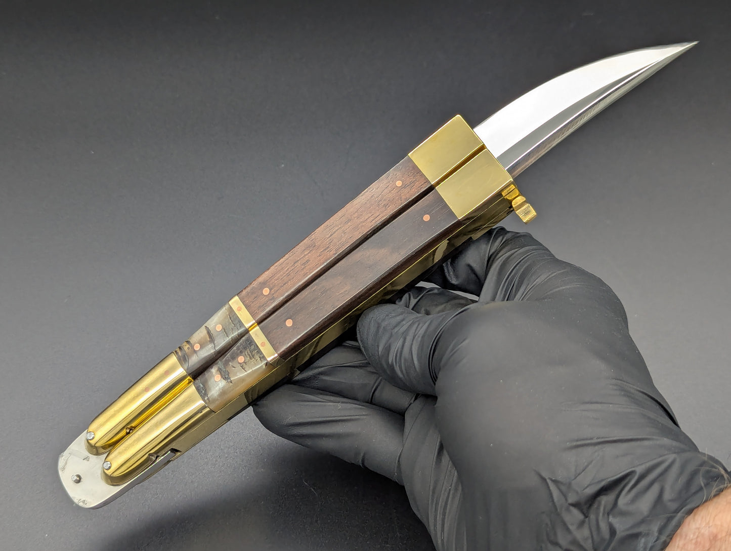 14.25" WOOD & HORN RAMBO BUSESE XL BLADE FHM BALISONG