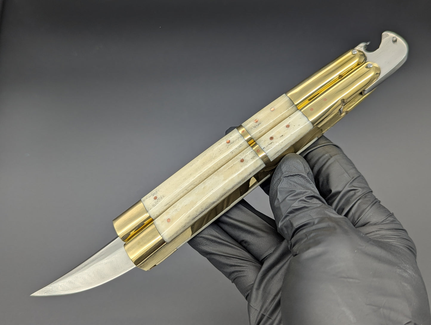 14.25" WHITE BONE BUSISI XL BLADE FHM BALISONG KNIFE