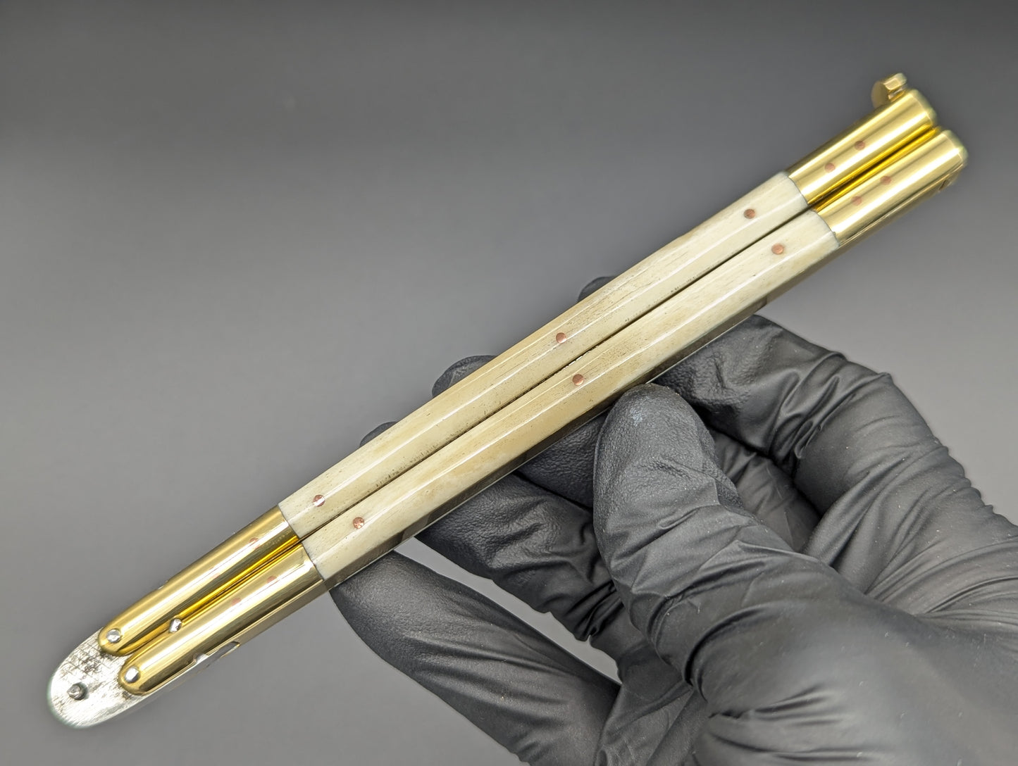 11" ULTRA SLIMLINE BONE SCALE FHM BALISONG CP