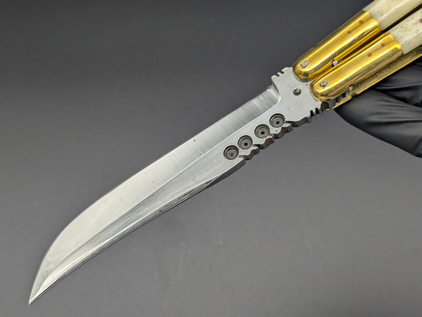 29 CM FHM WHITE BONE/ BLACK HORN BALISONG RAMBO #2