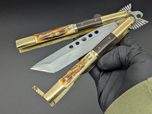 11.25" PHILIPPINES HANDMADE BALISONG EAGLE TANG TANTO