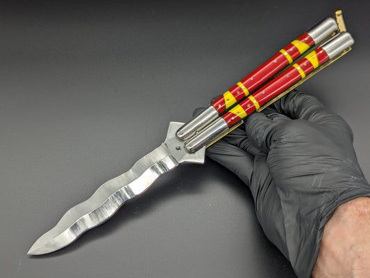 29cm 268g KRIS BLADE FIESTA FHM BALISONG RED/ YELLOW