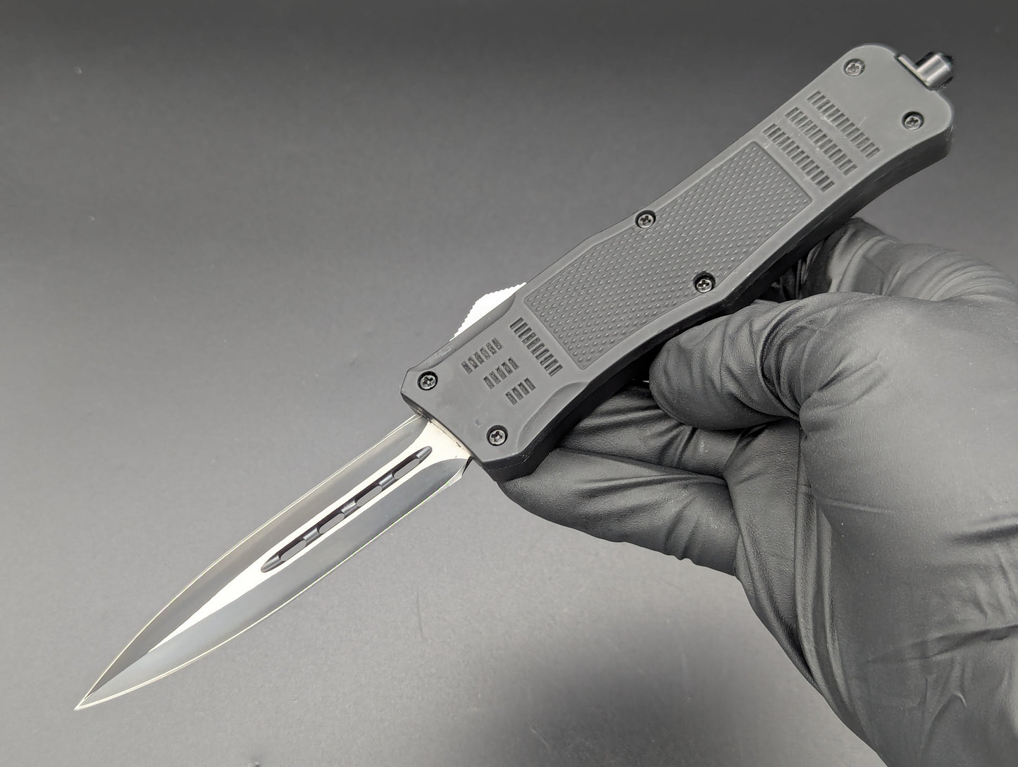 9" 2-Tone Black Dual Edge CQC OTF Automatic Knife