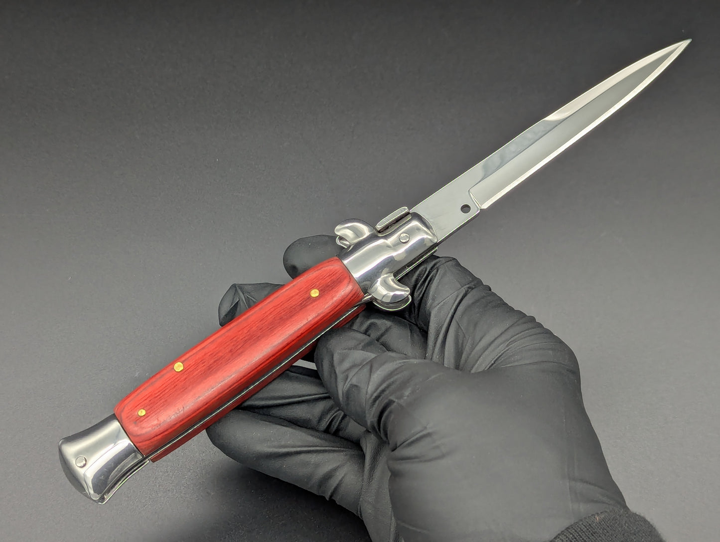 9" RED WOODEN BAYO BLADE ITALIAN STYLE STILETTO